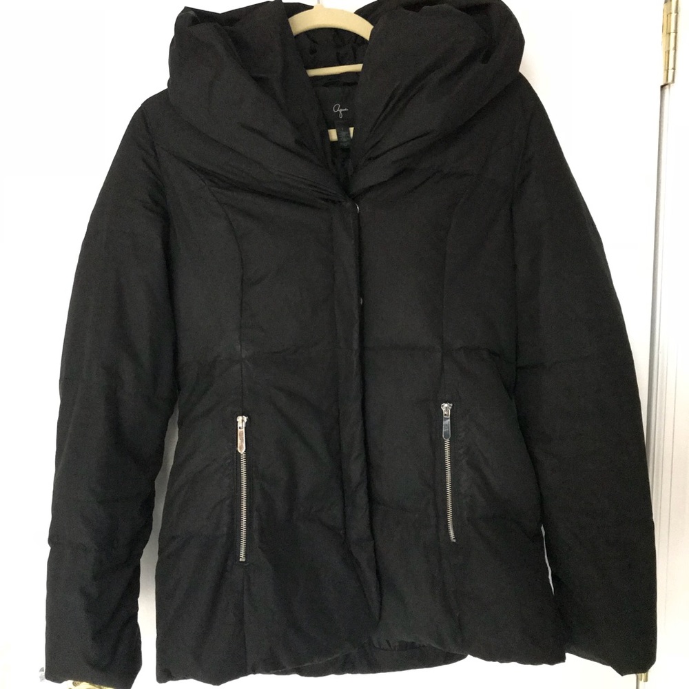 Aqua hooded zip up puffer coat